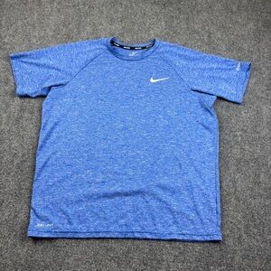NIKE Men’s Dri-Fit Blue Heathered Swim short sleeve Shirt UPF 40+ size: Medium